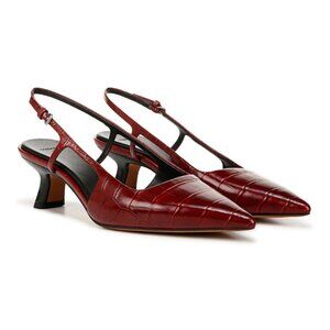 NWT! Vince Women's Bianca Slingback Pointed Toe Pump Red Currant Croc Print 7.5M
